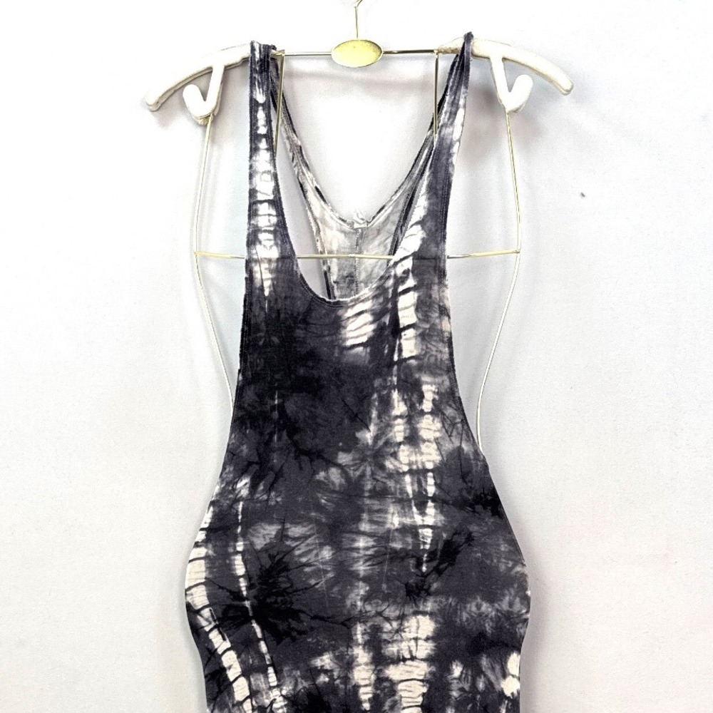 Avatar Clothing Black White Tie Dye Racerback High Low Tunic Top Sleeveless